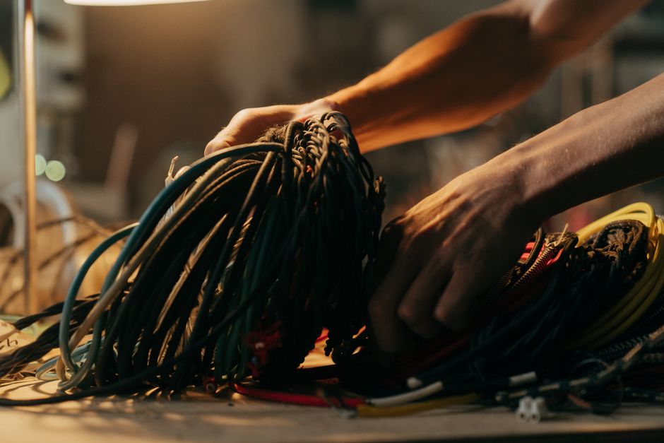 Electrician troubleshooting wiring